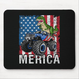 Merica Dinosaur Monster Truck Amerikanische Flagge Mousepad