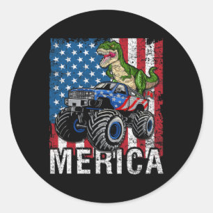 Merica Dinosaurier Monster Truck American Flag 4. Runder Aufkleber