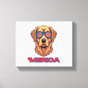 Merica Dog mit USA Flag Sonnenbrille Patriotische Leinwanddruck