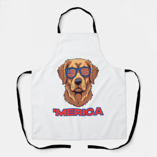 Merica Dog mit USA Flag Sonnenbrille Patriotische  Schürze