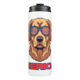 Merica Dog mit USA Flag Sonnenbrille Patriotische Thermosbecher