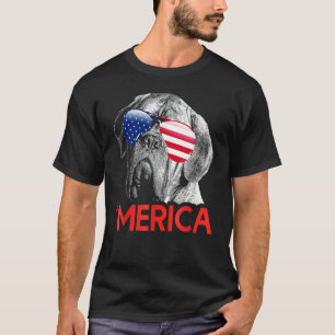 Merica Dogue de Bordeaux American Flag 4. Juli T-Shirt