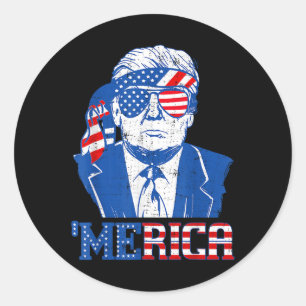 Merica Donald Trump - Funny Trump 4. Juli Amer Runder Aufkleber