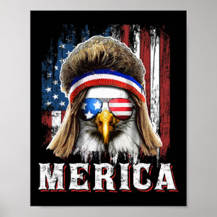 Merica Eagle Mullet 4. Juli American Flag Star Poster