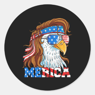 Merica Eagle Mullet 4. Juli Amerikanische Flagge U Runder Aufkleber