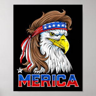 Merica Eagle Mullet 4. Juli Männer Frauen Amerikan Poster