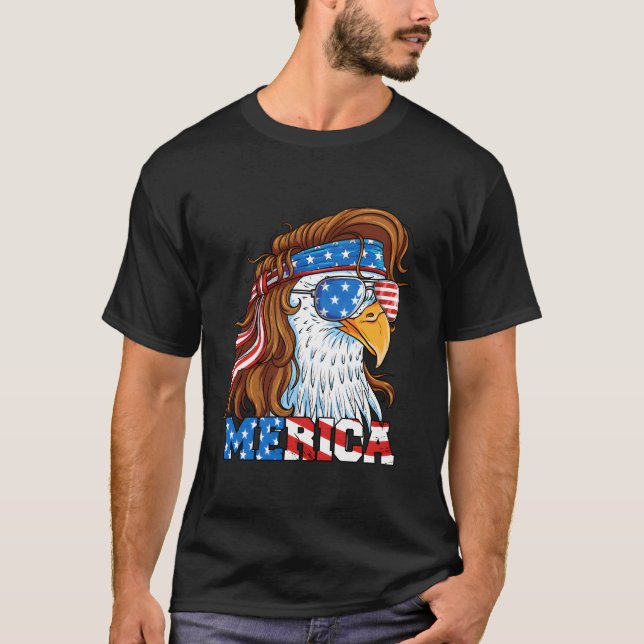 Merica Eagle Mullet 4Th Of July American Flag Usa  T-Shirt (Vorderseite)