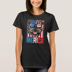 Merica English Bulldog Dog 4. Juli American F T-Shirt