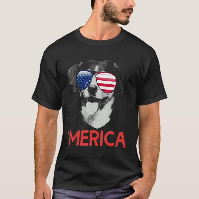 Merica Entlebucher American Flag 4. Juli T-Shirt (Vorderseite)