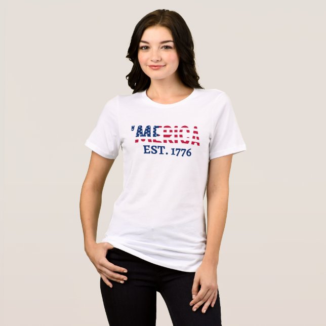 'merica Est. 1776 Patriotischer Amerikaner Tri-Blend Shirt (Vorderseite voll)