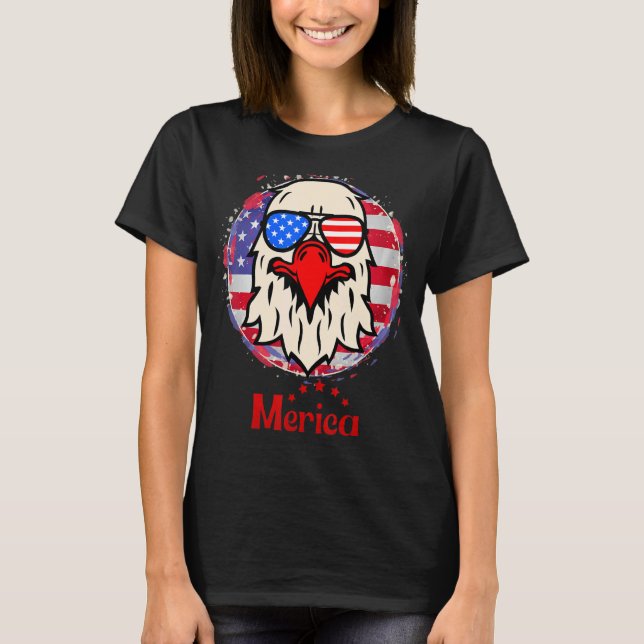 Merica Flag Eagle Glasses 3 T-Shirt (Vorderseite)