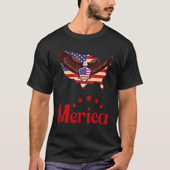 Merica Flag Eagle Glasses T-Shirt (Vorderseite)