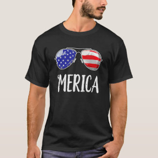 Merica Flag Sunglasses  Patriotic 4th Of July Men T-Shirt