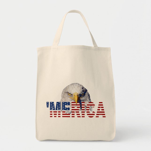 'MERICA Flagge und Adler-Taschen-Tasche Tragetasche (Vorne)