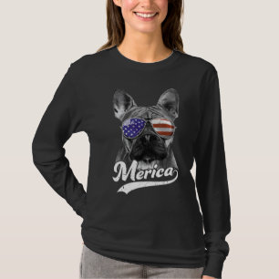 Merica French Bulldog USA American Flag Sonnenbril T-Shirt