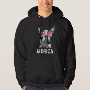 Merica Funny Boston Terrier Puppy Dog Lover Americ Hoodie