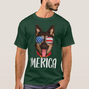 Merica German Shepherd Dog 4. Juli American Fl T-Shirt