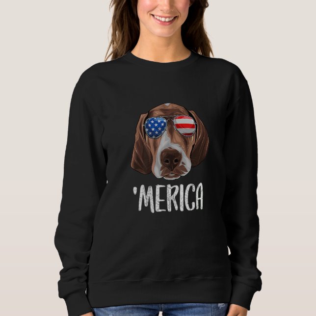 Merica German Shepherd Pointer Dog 4. Juli Sweatshirt (Vorderseite)