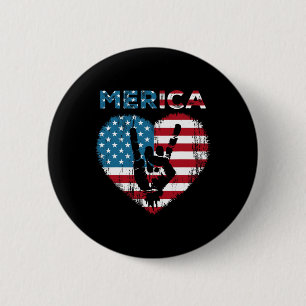 Merica Gesteinsschild 4. Juli Amerikanische Flagge Button
