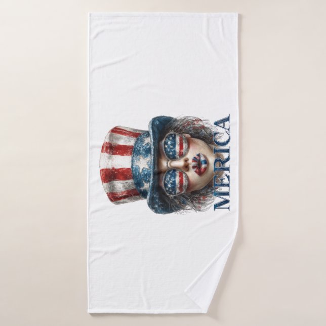 Merica Girl, Amerikanische Unabhängigkeitstag Glam Badehandtuch (Badehandtuch)
