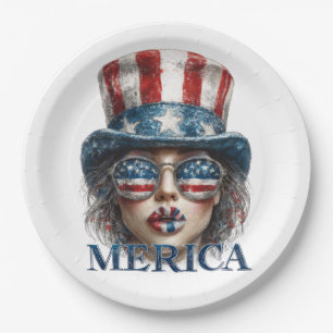 Merica Girl, Amerikanische Unabhängigkeitstag Glam Pappteller