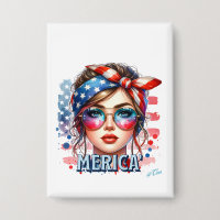 MERICA' Girl - Retro Patriotic USA Flag Bandana Su