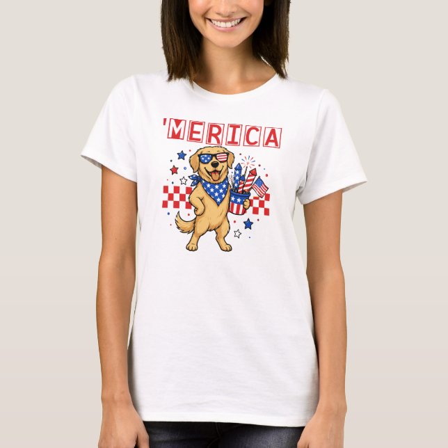 'Merica Golden Retriever T-Shirt (Vorderseite)