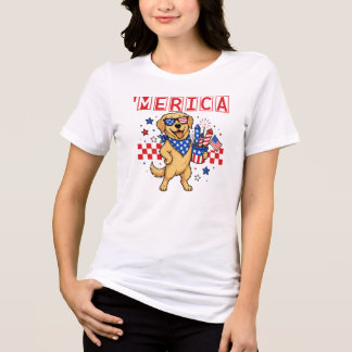 'Merica Golden Retriever Tri-Blend Shirt