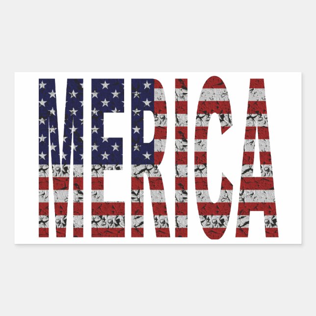 "MERICA - Grunge USA Flag Rechteckiger Aufkleber (Vorderseite)