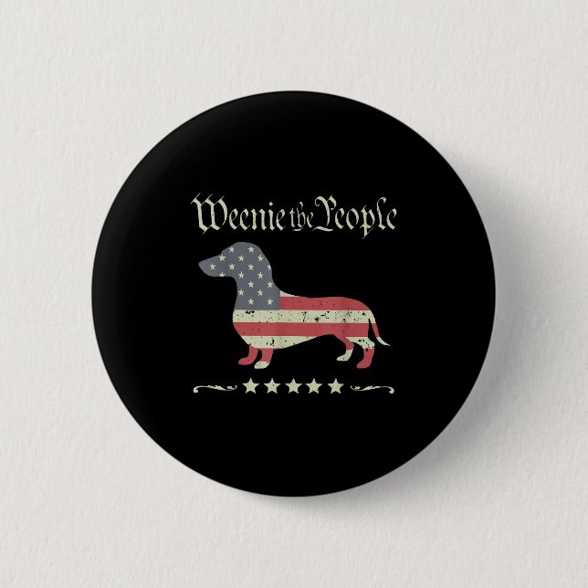 Merica Hund Dachshund Vintage Weenie das Volk Button (Vorderseite)