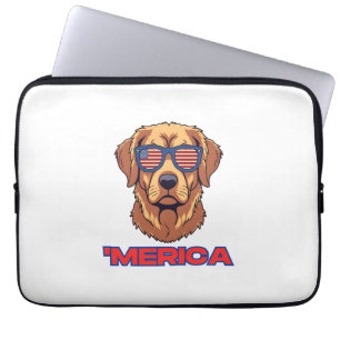 Merica Hund mit USA-Flagge-Sonnenbrille Patriotisc Laptopschutzhülle