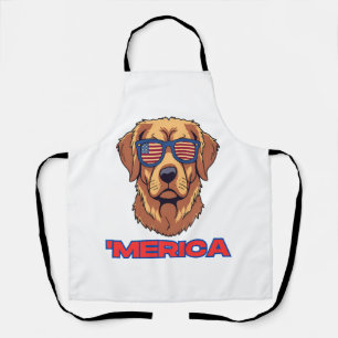 Merica Hund mit USA-Flagge-Sonnenbrille Patriotisc Schürze