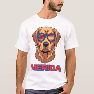 Merica Hund mit USA-Flagge-Sonnenbrille Patriotisc T-Shirt