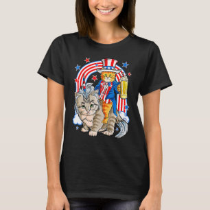 Merica Katze Frohes 4. Juli Katze Einhorn Meowica T-Shirt