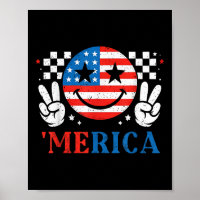 Merica Lächeln Gesicht Rock Amerikanische Flagge P