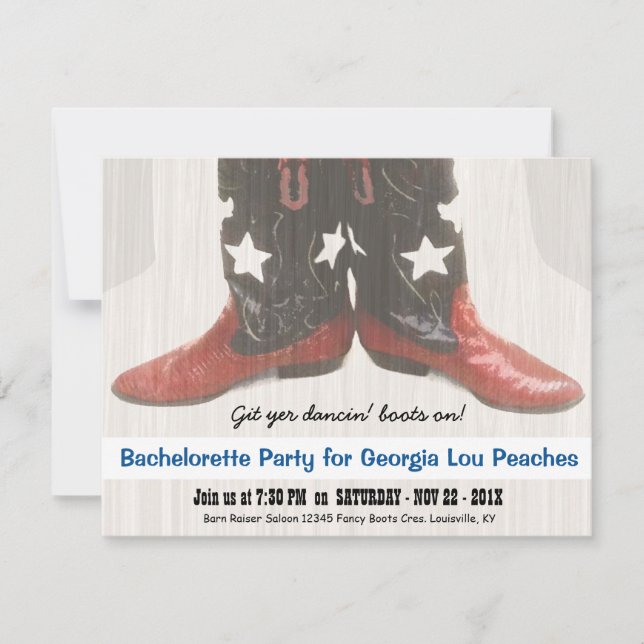 Merica Mädchen-rotes weißes Blau lädt Bachelorette Einladung (Vorderseite)