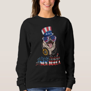 Merica Mops Dog 4th DJ Music of July American Flag Sweatshirt