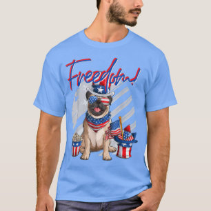 Merica Mops Hund 4. Juli American Flag  T-Shirt