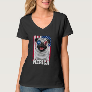 Merica Mops USA Flag Patriotic 4. Juli Dog Liebe T-Shirt