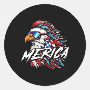 Merica Mullet Eagle Funny 4. Juli Runder Aufkleber