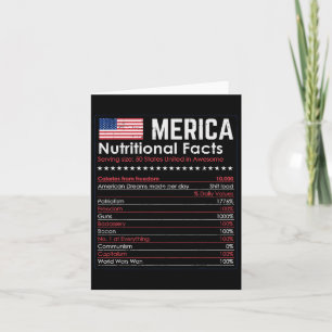Merica Nutrition Fact Funny America 4. Juli Pa Karte