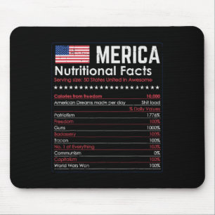 Merica Nutrition Fact Funny America 4. Juli Pa Mousepad
