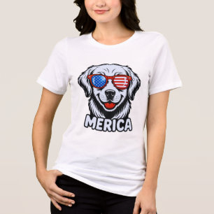 Merica Patiotic Dog Brille USA Flag 4. Tri-Blend Shirt