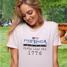 Merica Patriotic 4. Juli 1776 Party Sonnenbrille T-Shirt