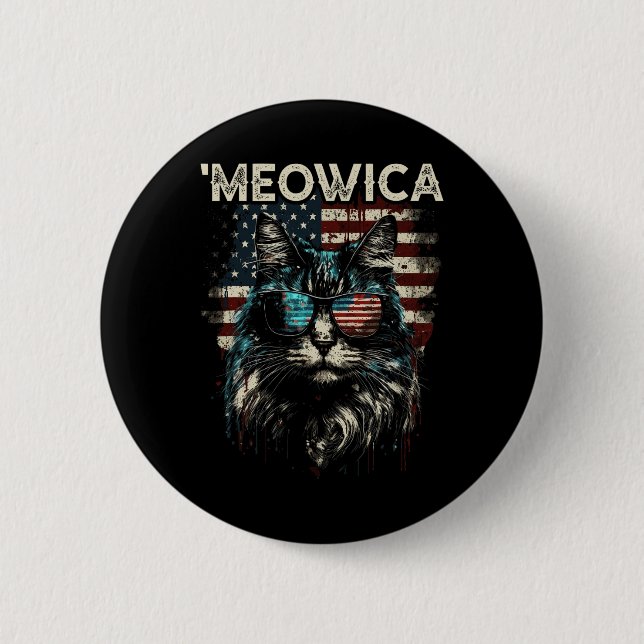 Merica Patriotic Maine Coon Cat Button (Vorderseite)