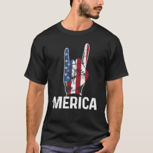 Merica Patriotic Rock Hand USA Flag 4. Juli USA T-Shirt