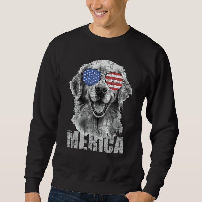 Merica - Patriotische Amerikanische Flagge Golden  Sweatshirt (Vorderseite)
