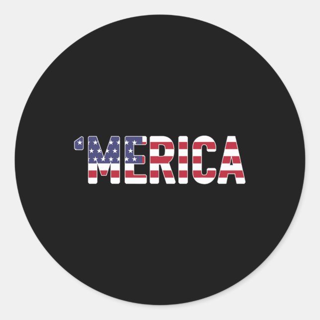 Merica - Patriotische Flagge USA Vereinigte Staate Runder Aufkleber (Vorderseite)