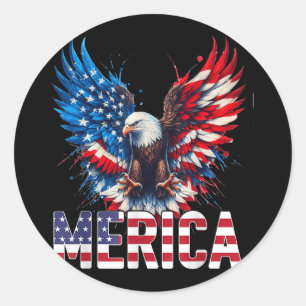 Merica - Patriotischer amerikanischer Adler der Fr Runder Aufkleber