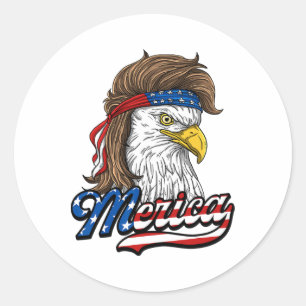Merica - Patriotischer amerikanischer Adler der Fr Runder Aufkleber